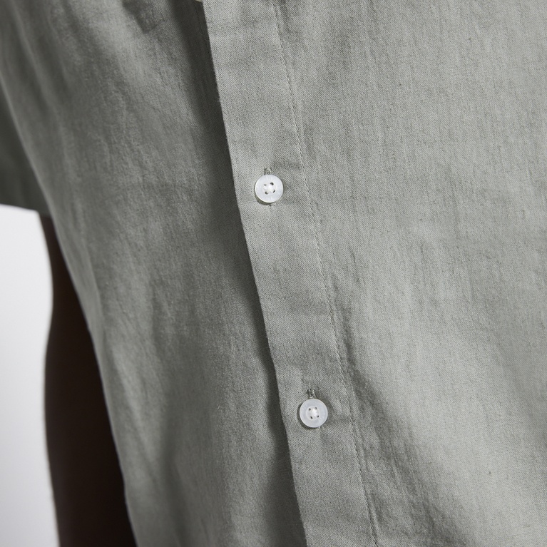 Short sleeve linen blend shirt "Isak" Green 1